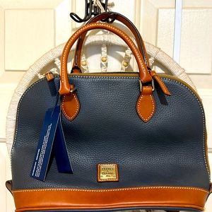 Dark grey zip zip satchel